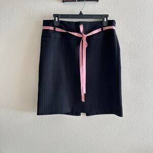 Black pink Copper key pin stripe mini midi skirt